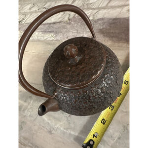 Unused Vintage JAPANESE TEAPOT CAST IRON Brown Enameled TEA KETTLE CHAKI CHAGAMA